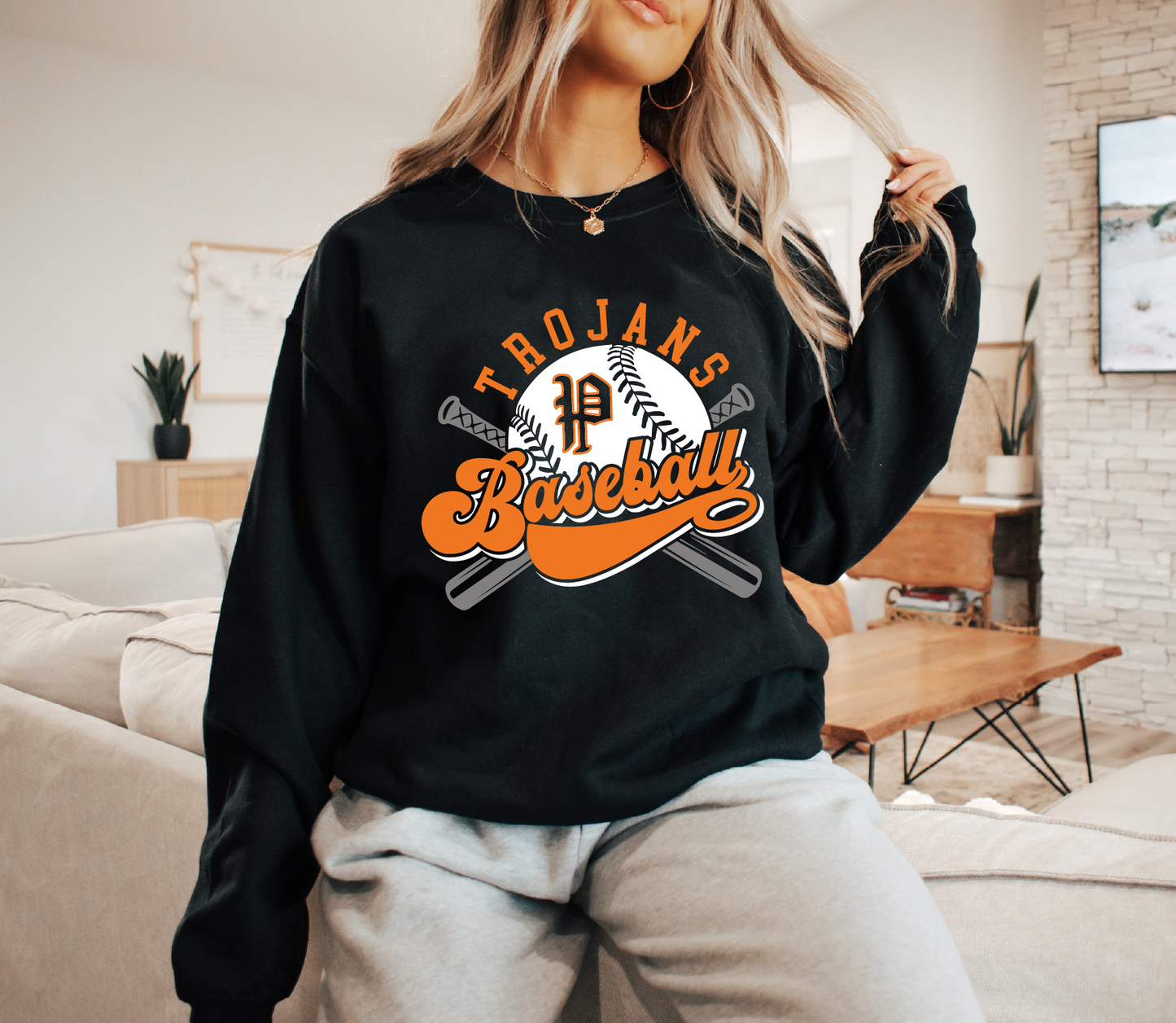 Pleasantville Trojans Retro Baseball Sweatshirt