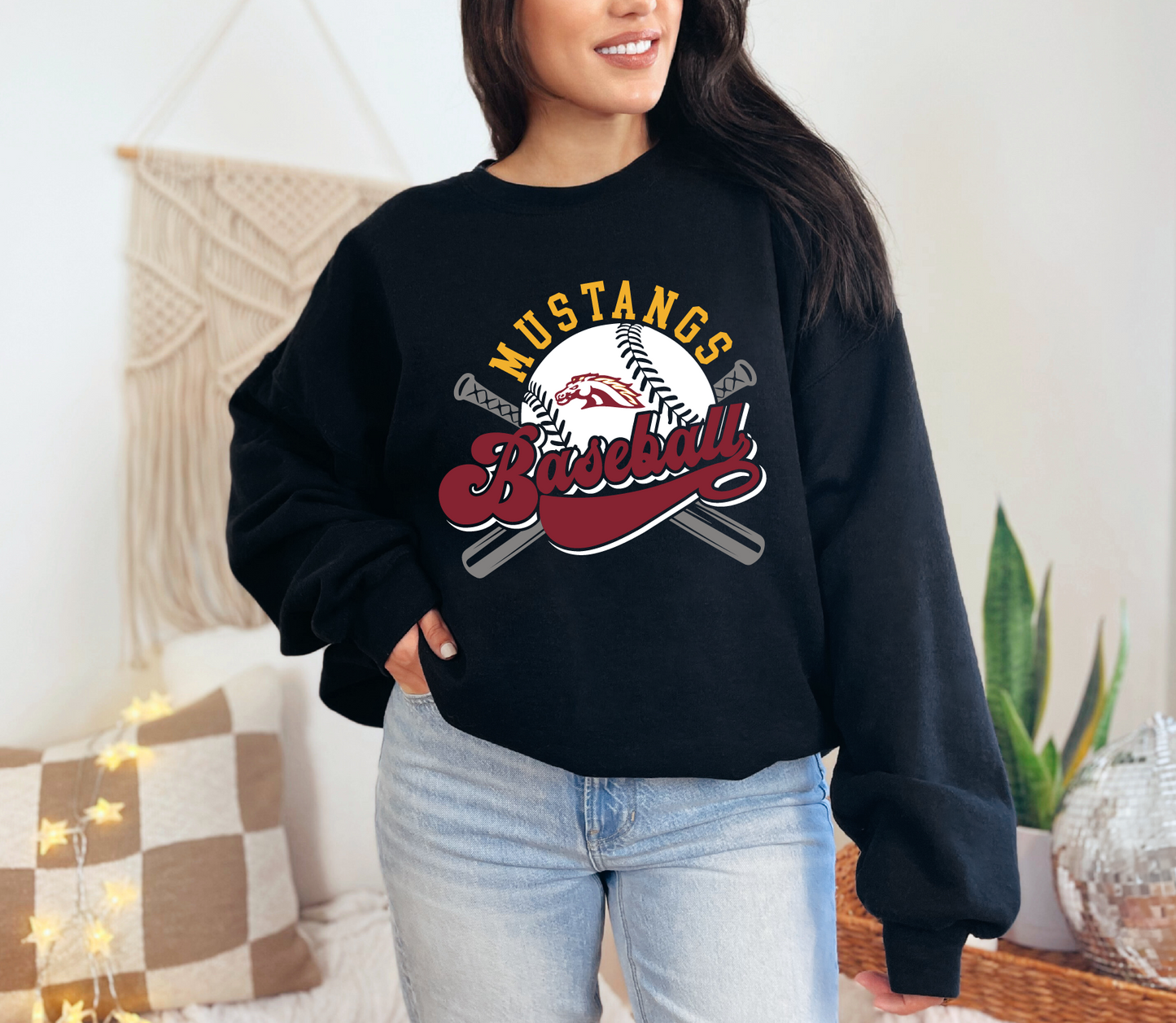 PCM Mustangs Retro Baseball Sweatshirt