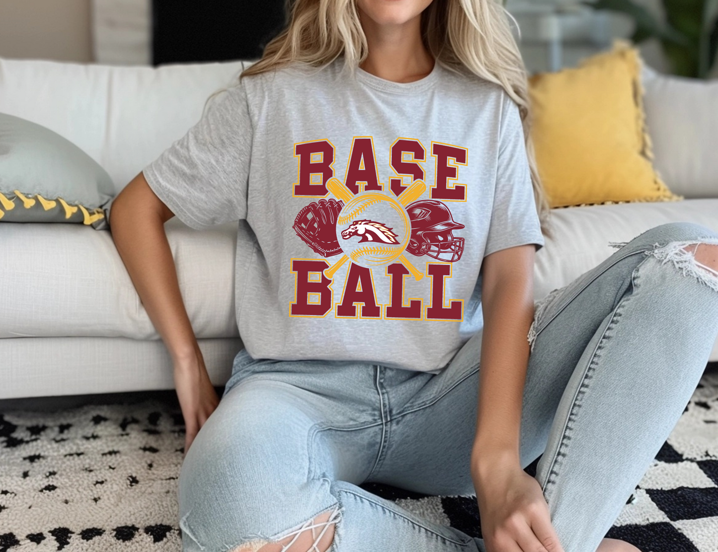 PCM Mustangs Baseball Stack T-Shirt