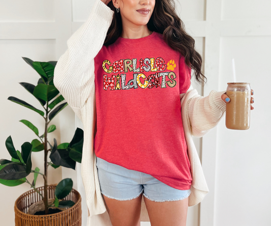 Carlisle Wildcats Glitter Doodle T-shirt