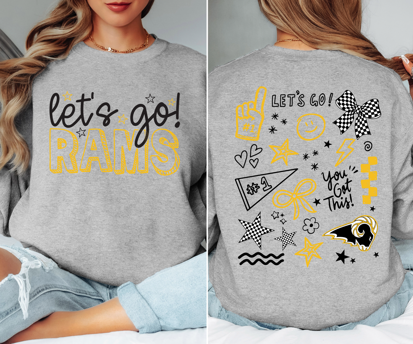 Let's Go Rams Doodle Sweatshirt