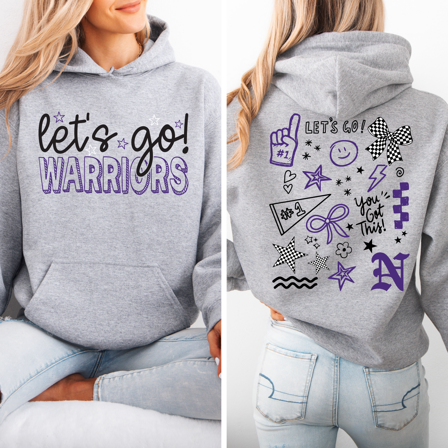 Let's Go Warriors Doodle Sweatshirt