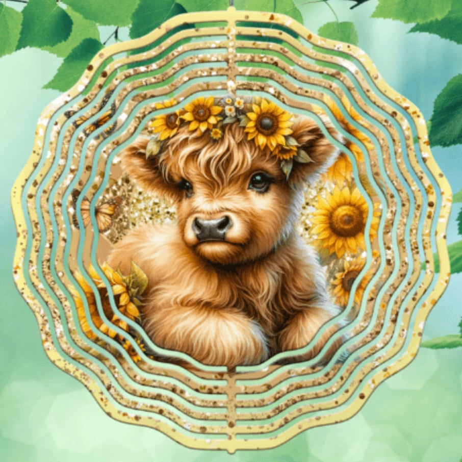 Sunflower Cow Wind Spinner