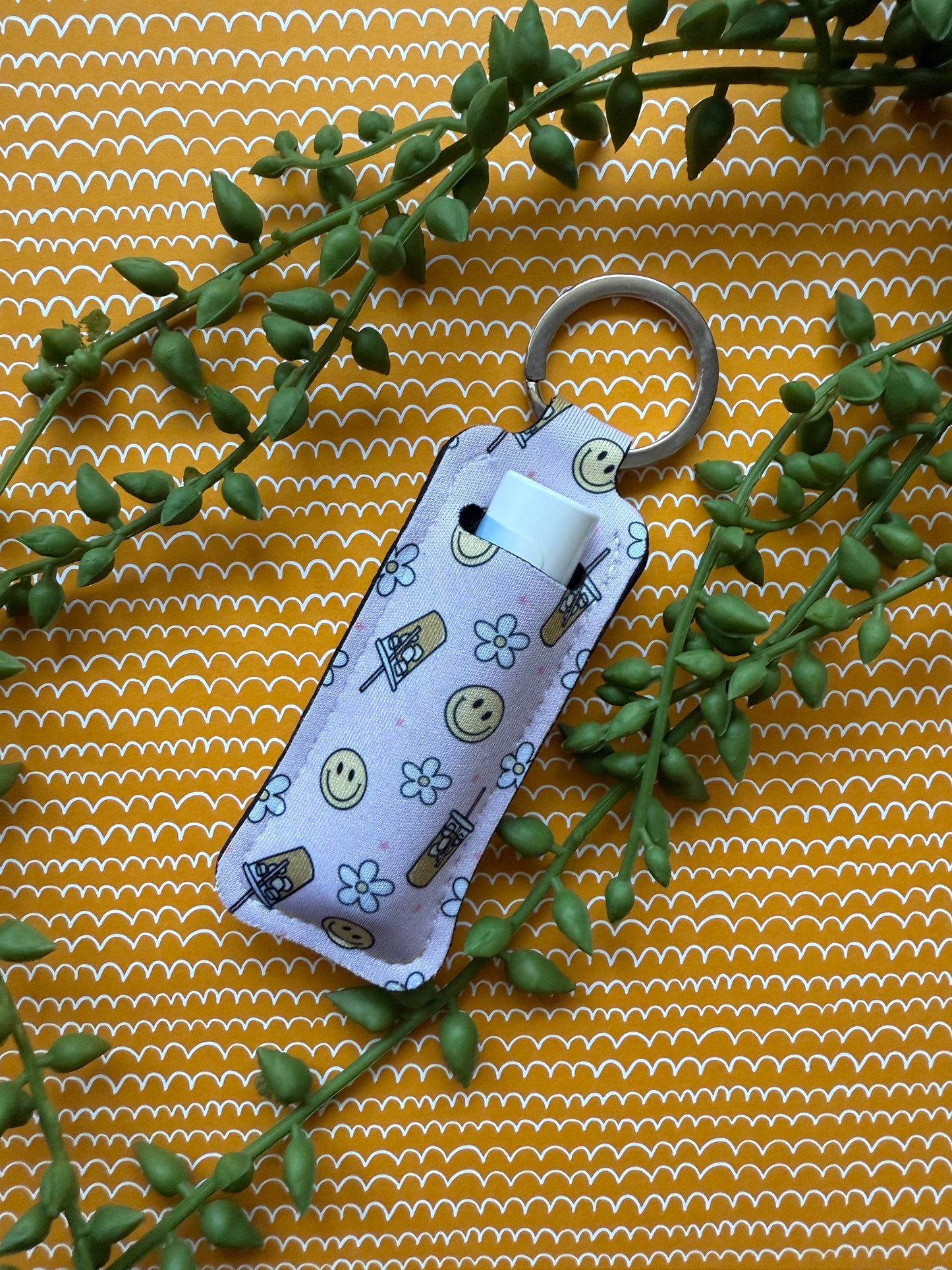 Smiles and Coffee Lip Balm Keychain