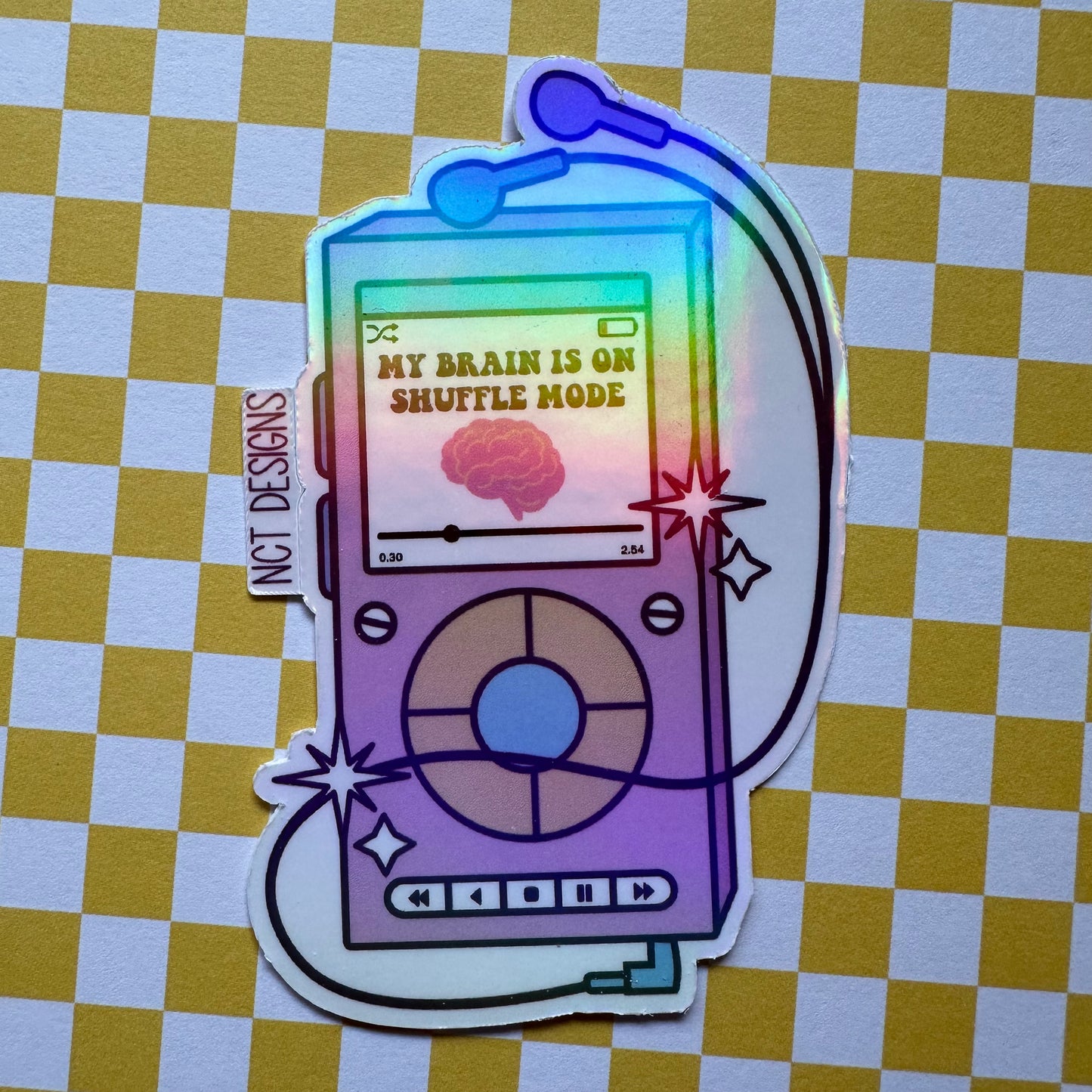 Brain on Shuffle Mode Sticker