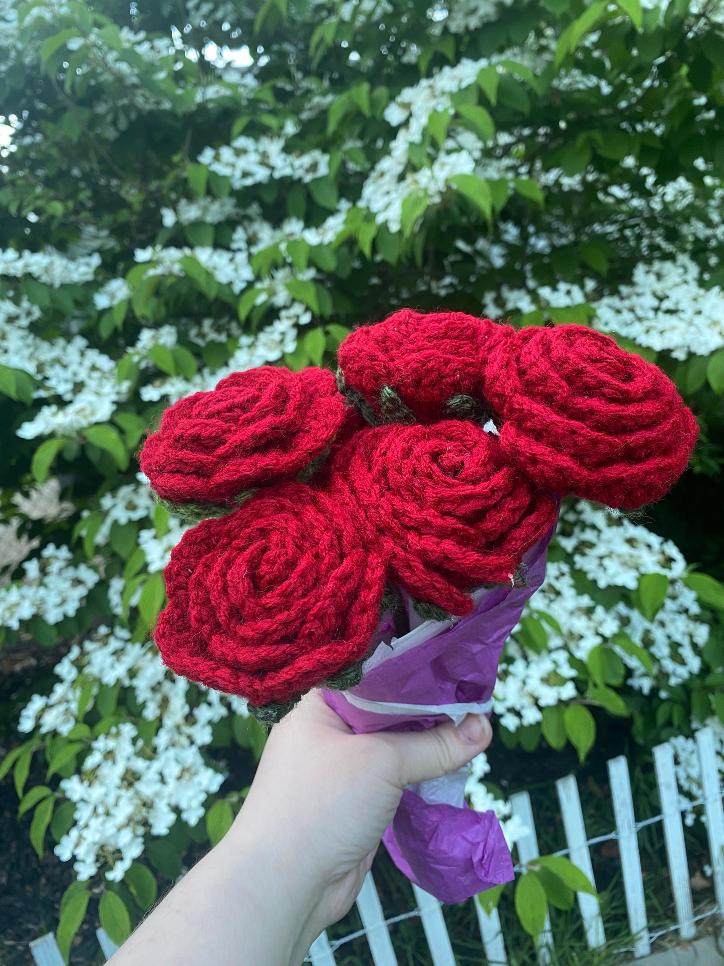 Hand Crocheted Rose Bouquet