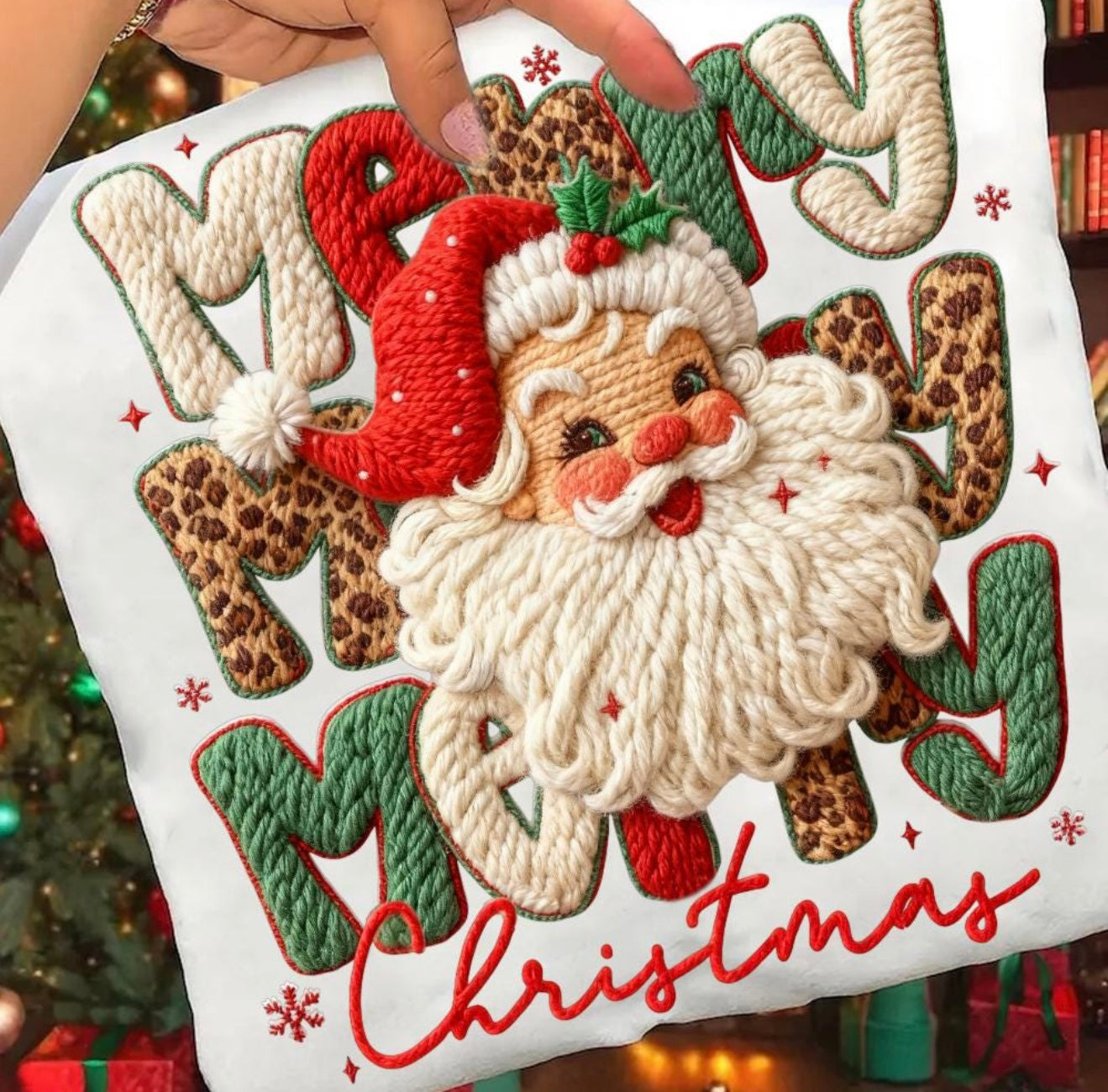 Vintage Merry Christmas Faux Yarn T-shirt