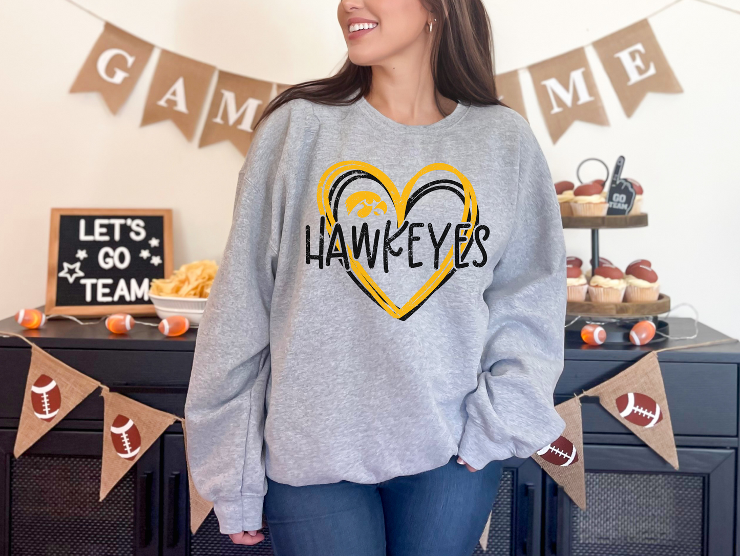 Double Heart Hawkeyes Sweatshirt