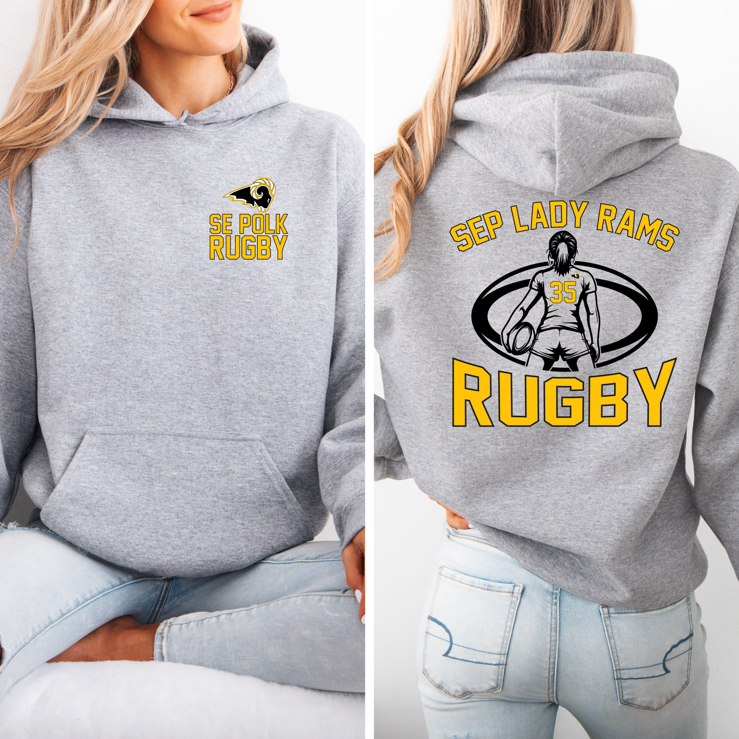 Customized Lady Rams Rugby Sweatshirt