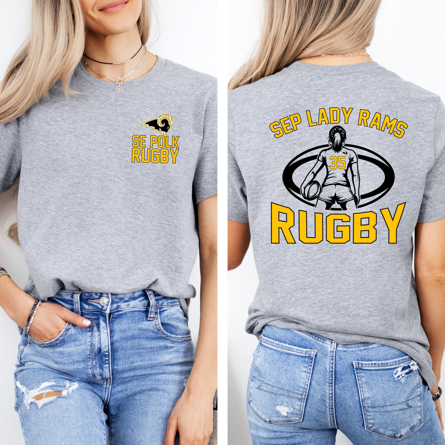 Customized Lady Rams Rugby T-shirt