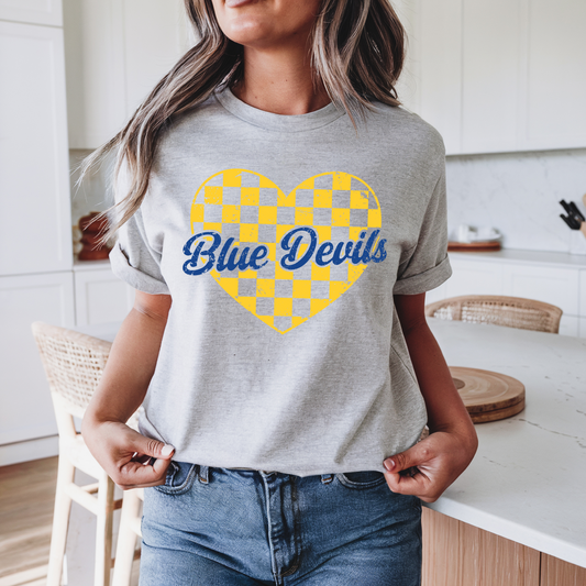 Blue Devils Checkered Heart T-Shirt