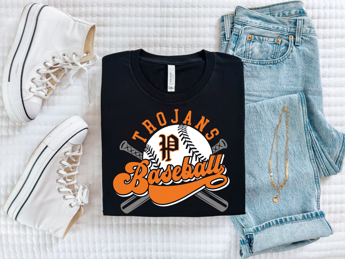 Pleasantville Trojans Retro Baseball T-shirt