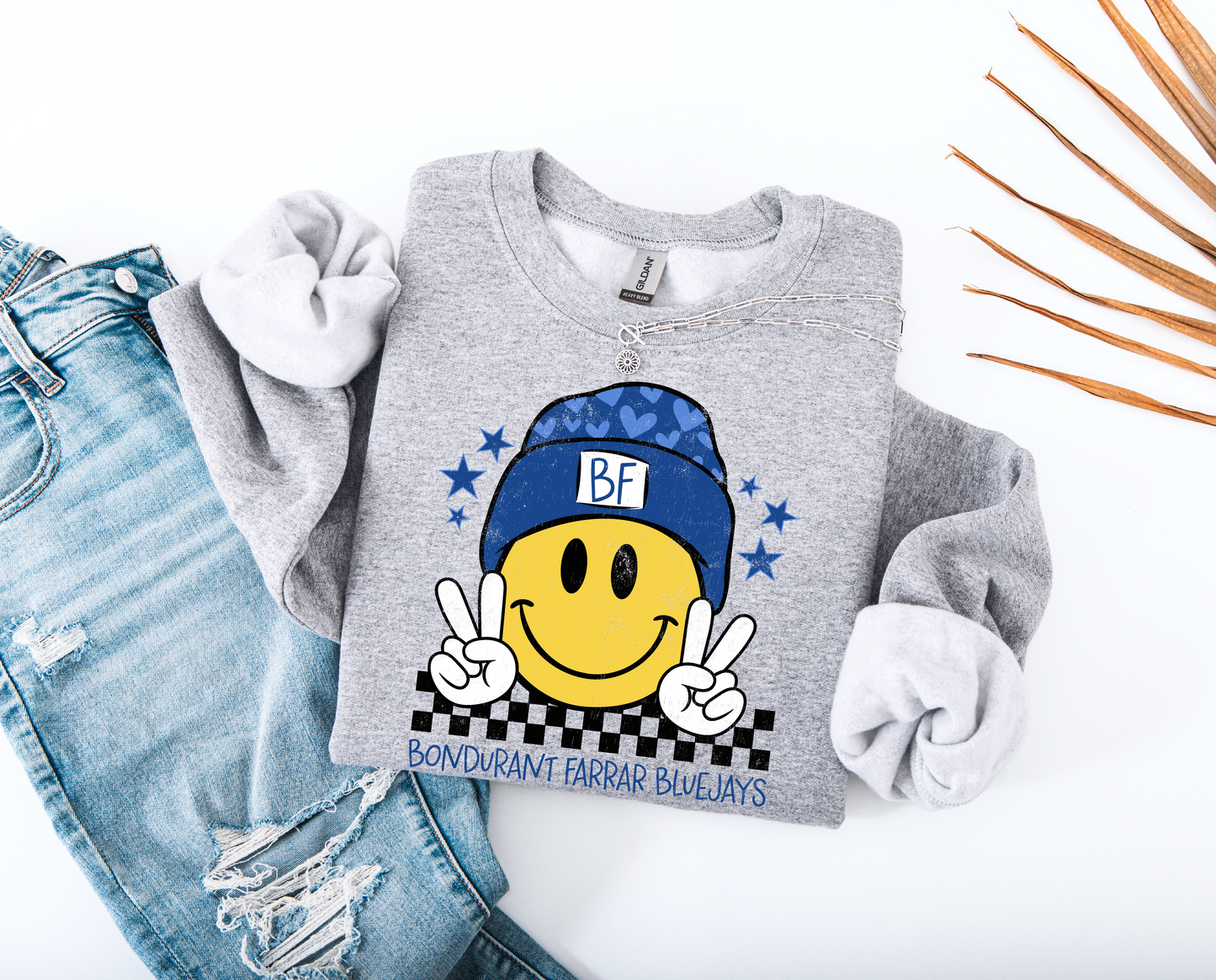 BF Bluejays Smiling Beanie Sweatshirt