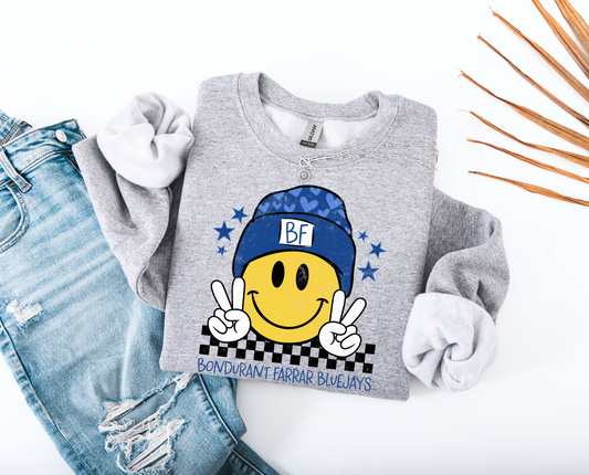 BF Bluejays Smiling Beanie Sweatshirt