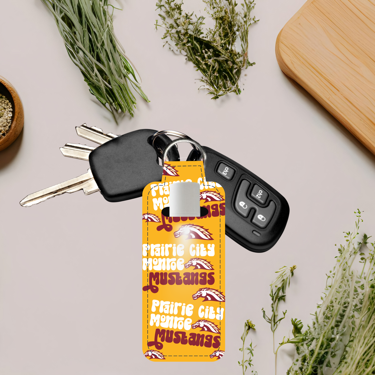 PCM Mustangs Lip Balm Keychain
