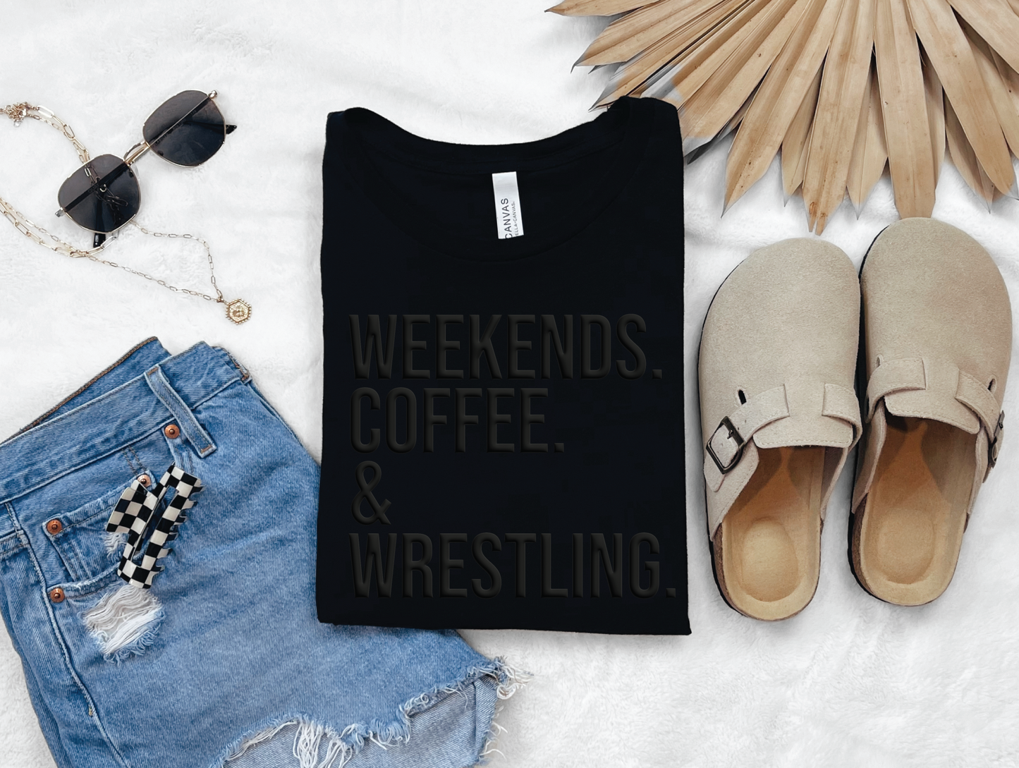 3D Puff Weekends, Coffee, and Wrestling Shirt - T-shirt or Sweatshirt