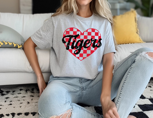ADM Tigers Checkered Heart T-Shirt