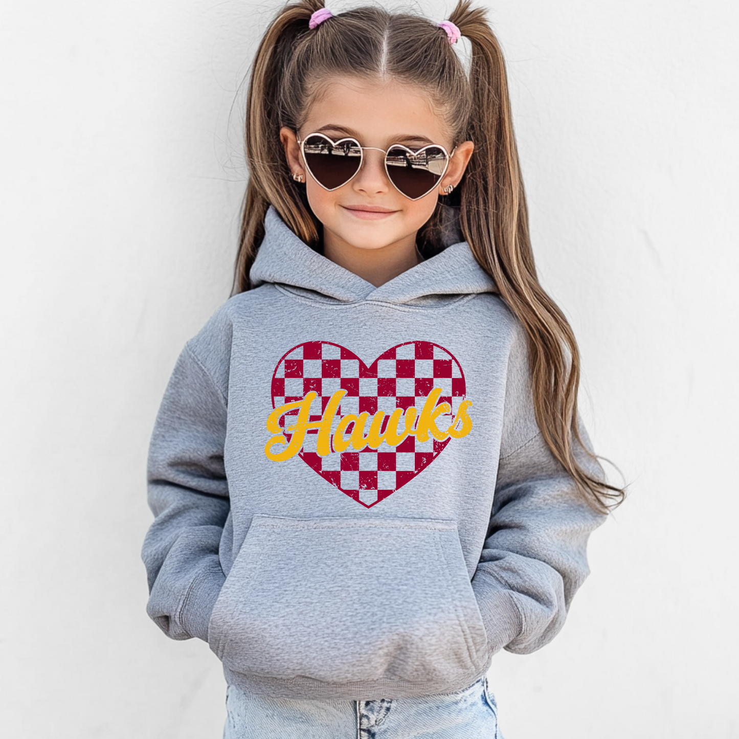 Ankeny Hawks Checkered Heart Sweatshirt
