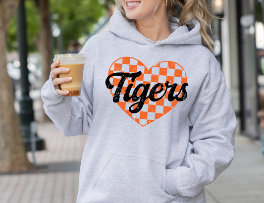 Tigers Checkered Heart  Sweatshirt