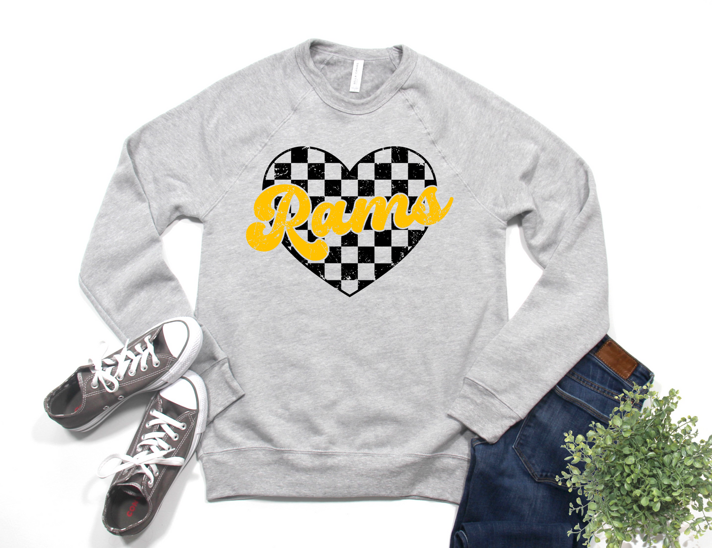Checkered Heart Rams Sweatshirt