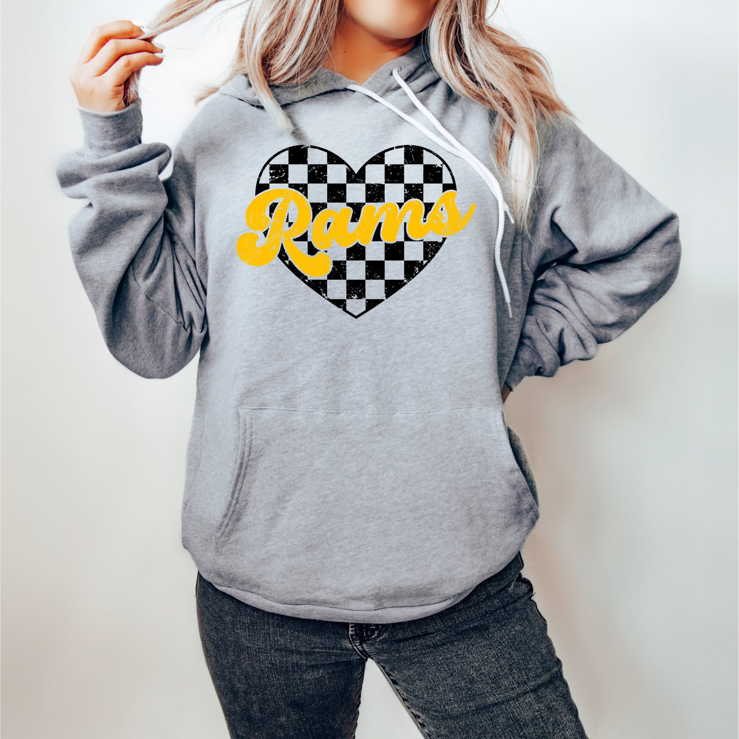 Checkered Heart Rams Sweatshirt