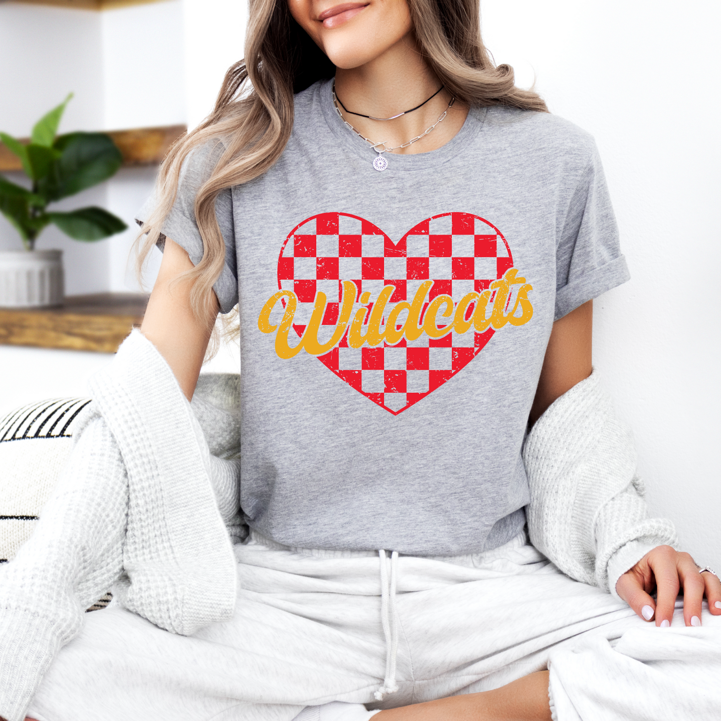 Checkered Heart Wildcats T-shirt