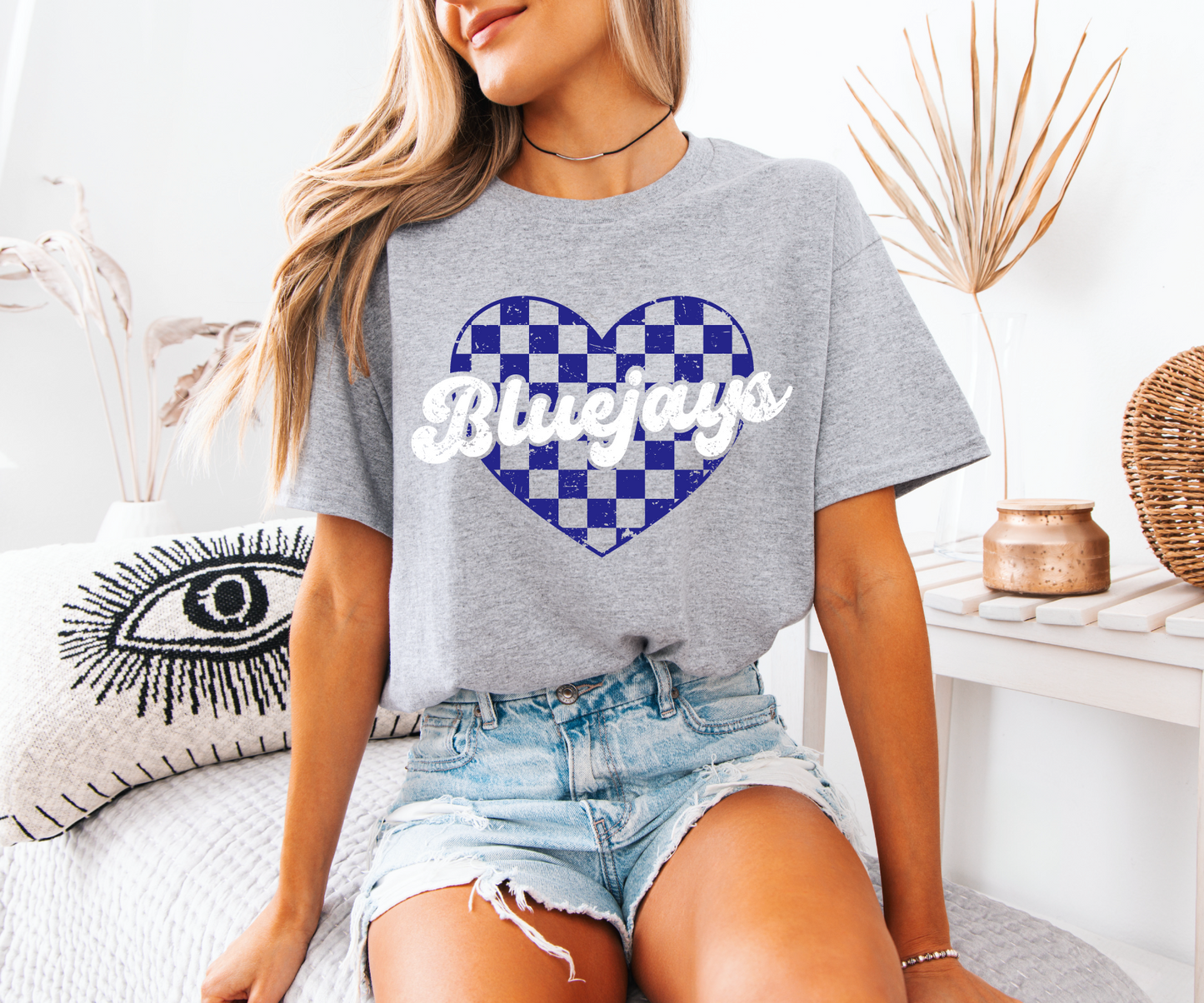 Checkered Heart Bluejays T-shirt