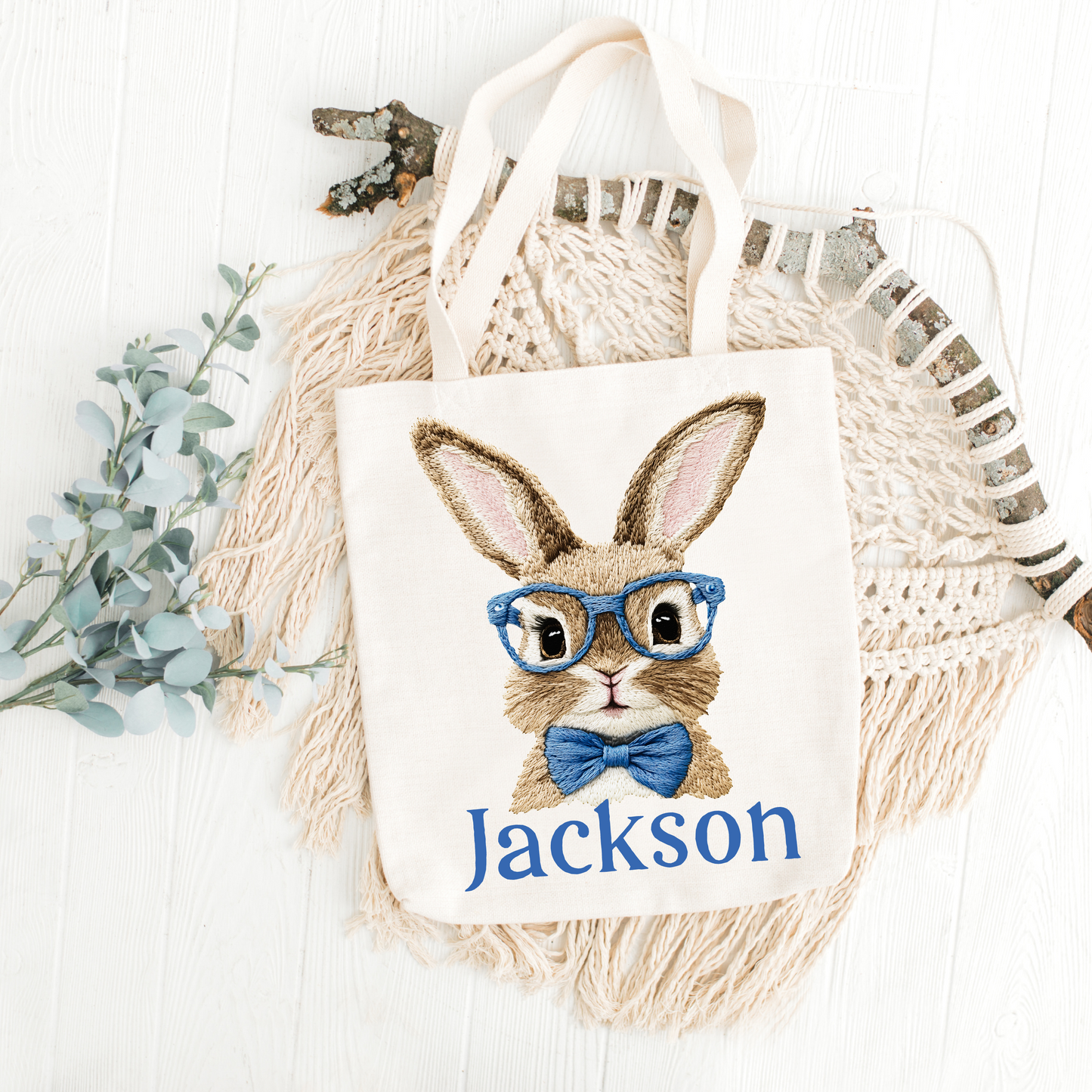 Personalized Easter Bunny Tote Bag