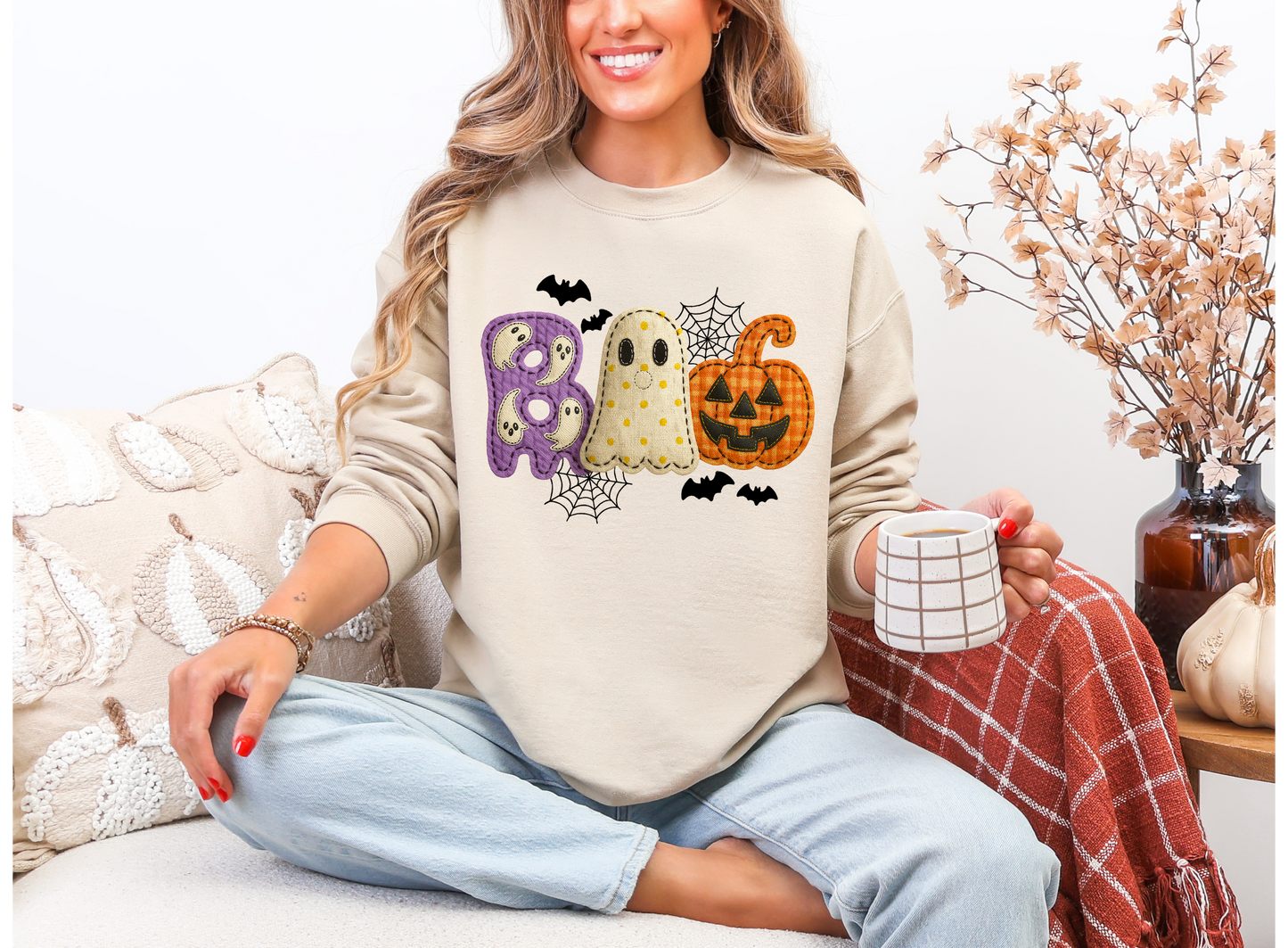 Boo! Faux Quilted Sweatshirt