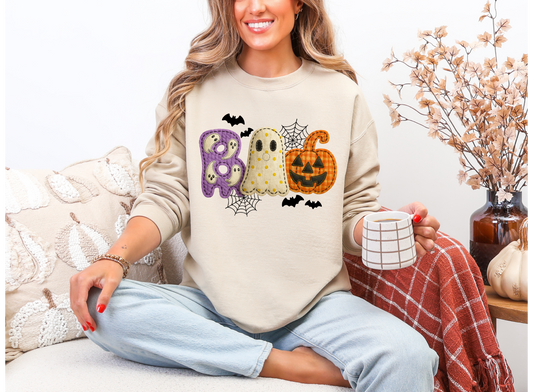 Boo! Faux Quilted Sweatshirt