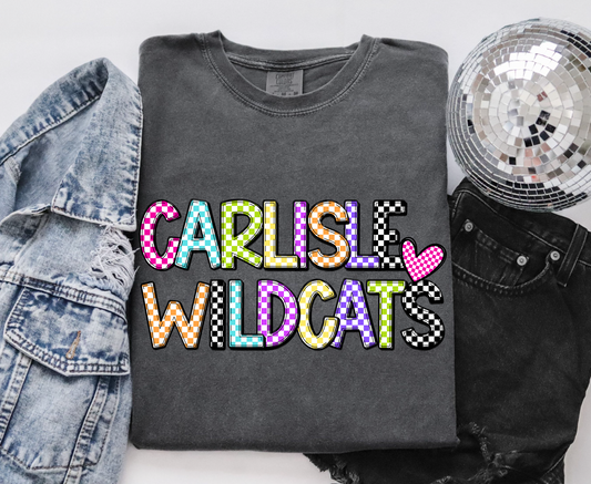 Carlisle Wildcats Bright Check T-shirt