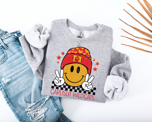 Carlisle Wildcats Smiling Beanie Sweatshirt