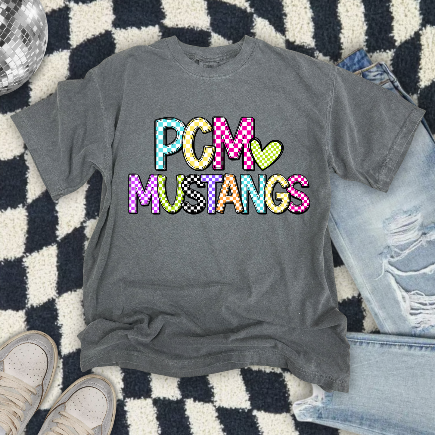 Bright Check PCM Mustangs T-shirt