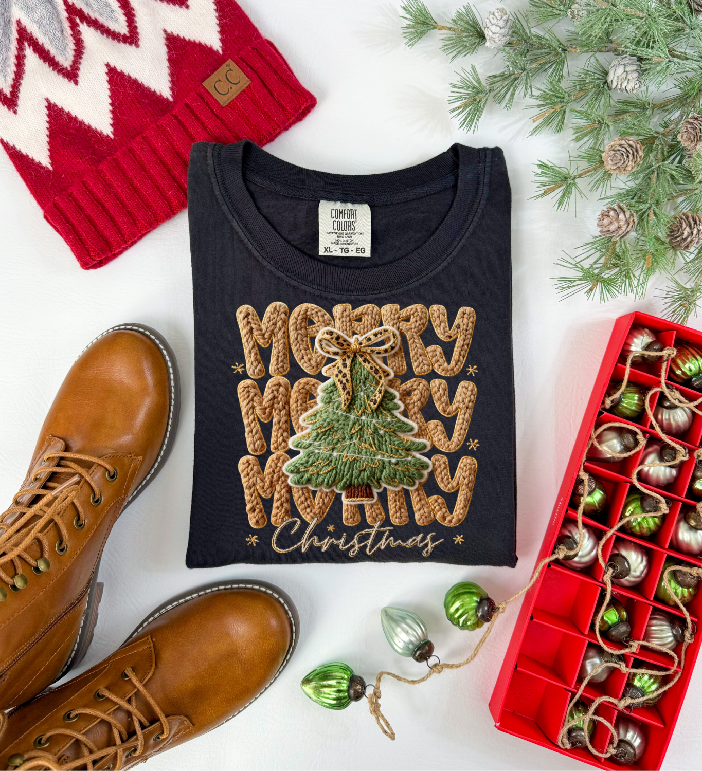 Merry Christmas Faux Yarn T-shirt
