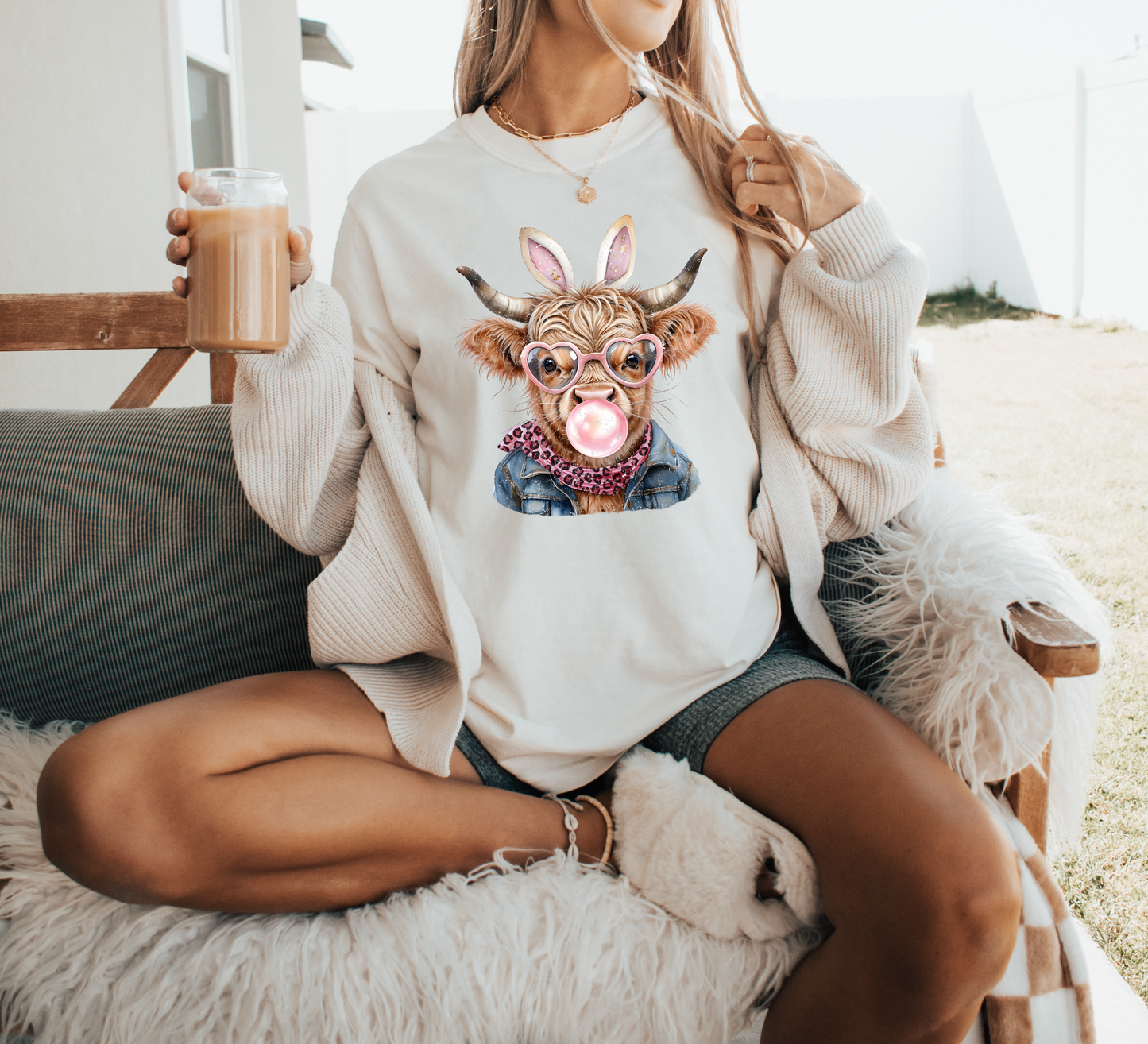 Bubble Blowin' Easter Cow T-shirt