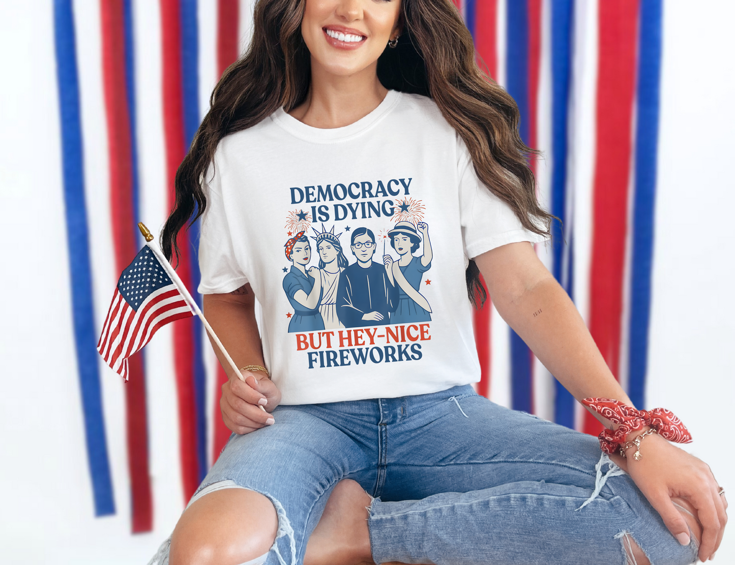 Democracy is Dying but Nice Fireworks T-shirt