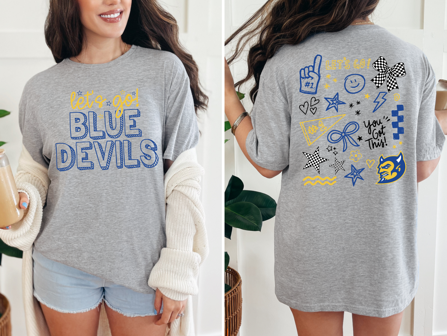 Let's Go Blue Devils Doodle T-Shirt