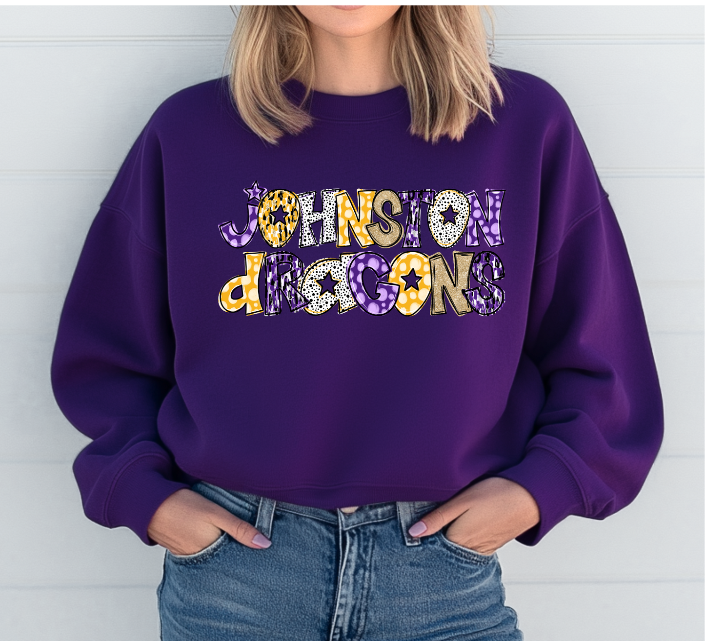 Johnston Dragons Glitter Doodle Sweatshirt