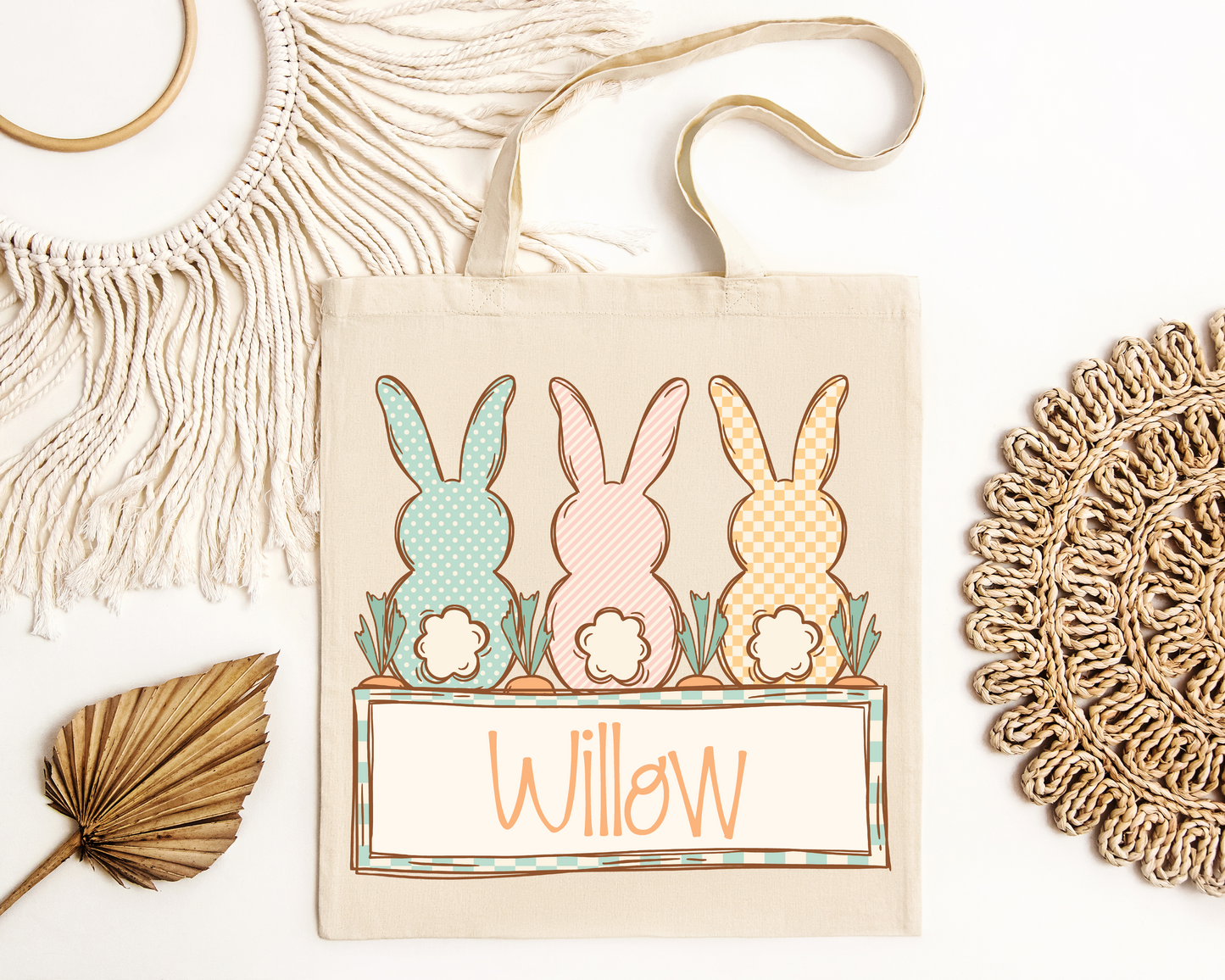 Personalized Boho Easter Tote Bag