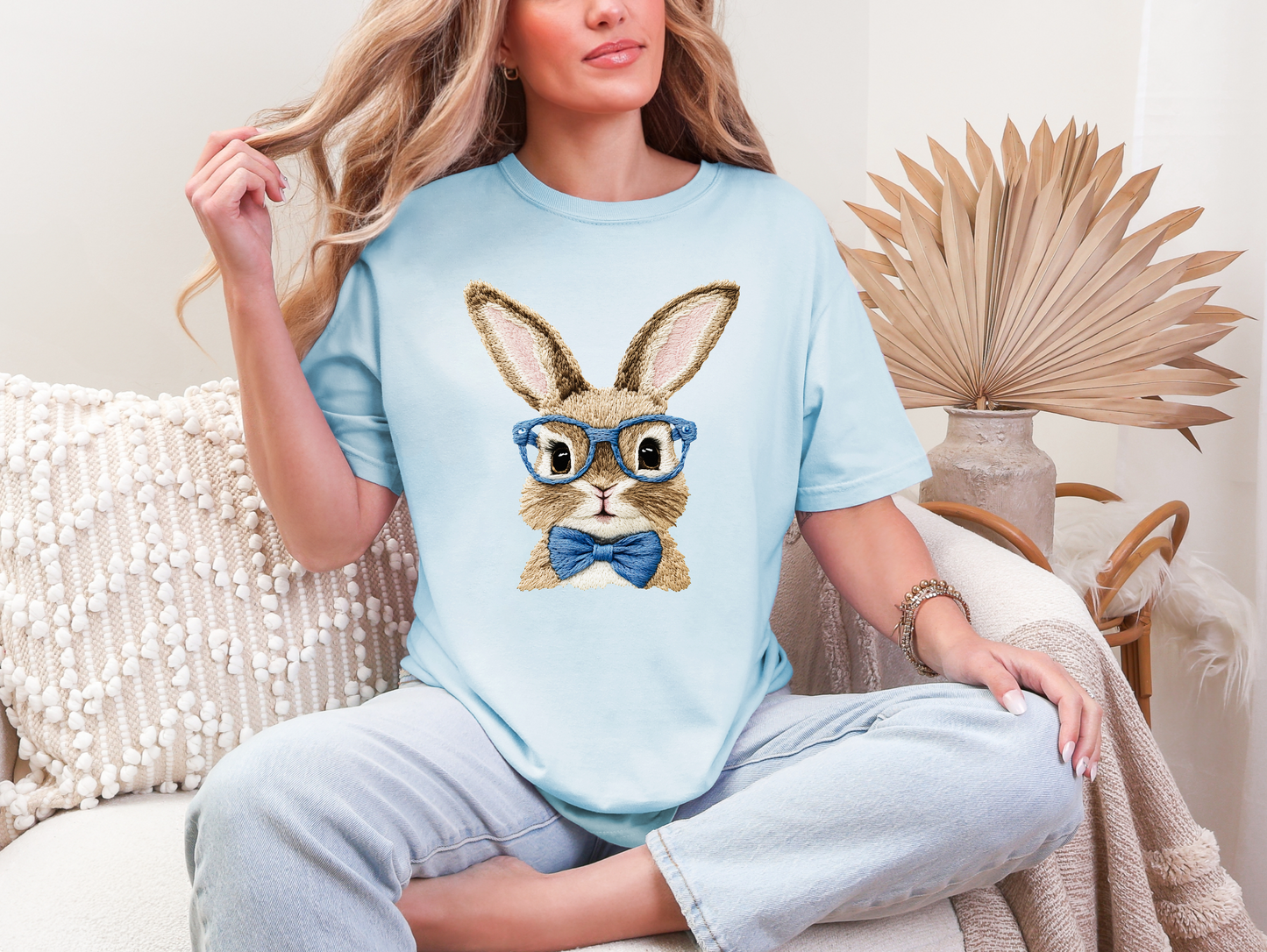 Faux Embroidery Bunny T-shirt