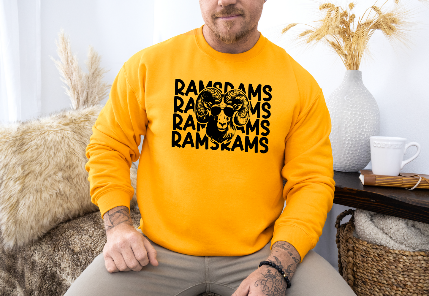 Stacked Rams Sunglasses Sweatshirt