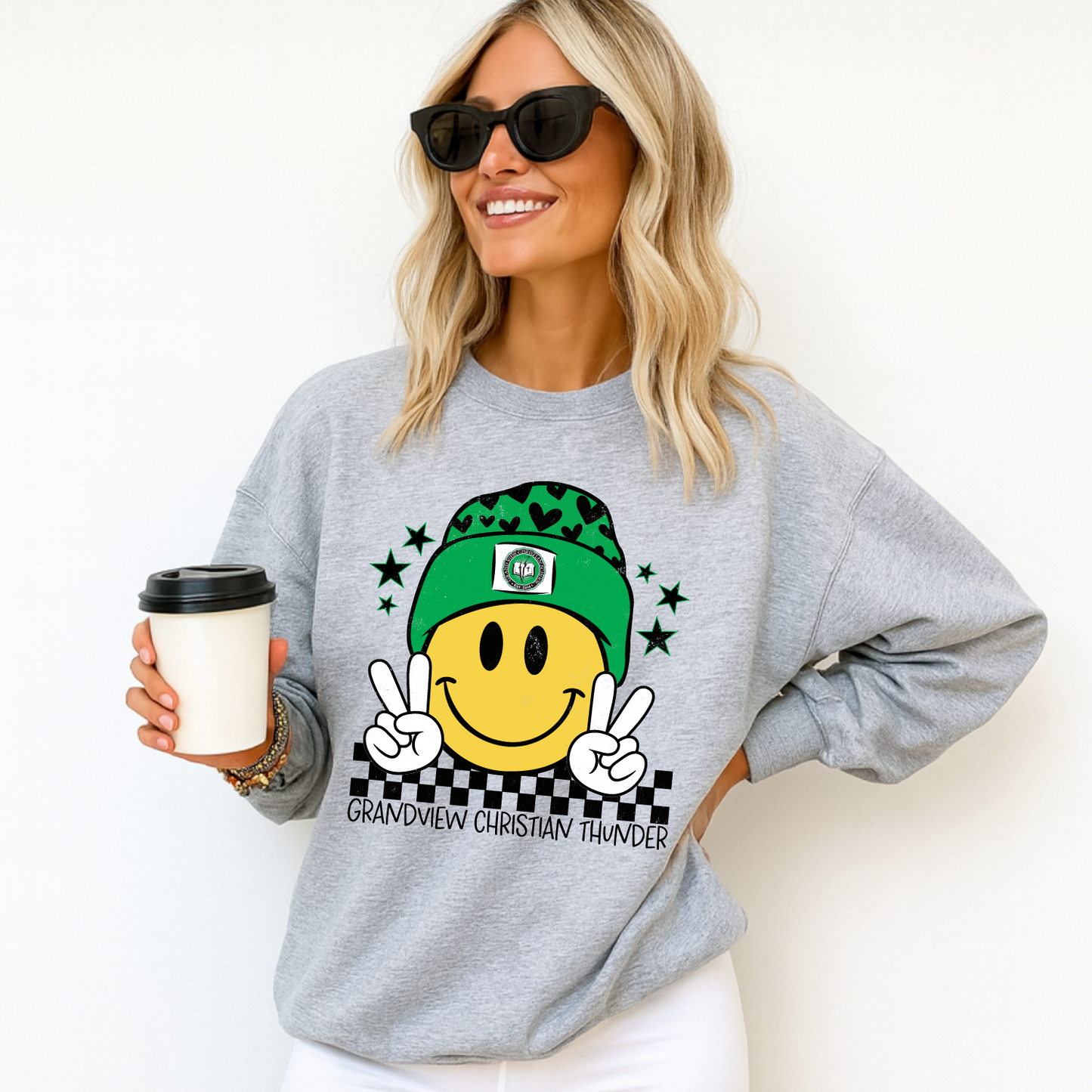 Grand View Christian Smiley Beanie Sweatshirt