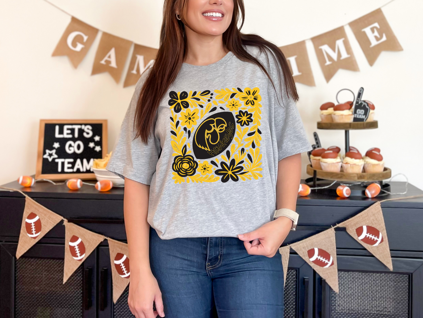 Iowa Hawkeyes Floral T-Shirt