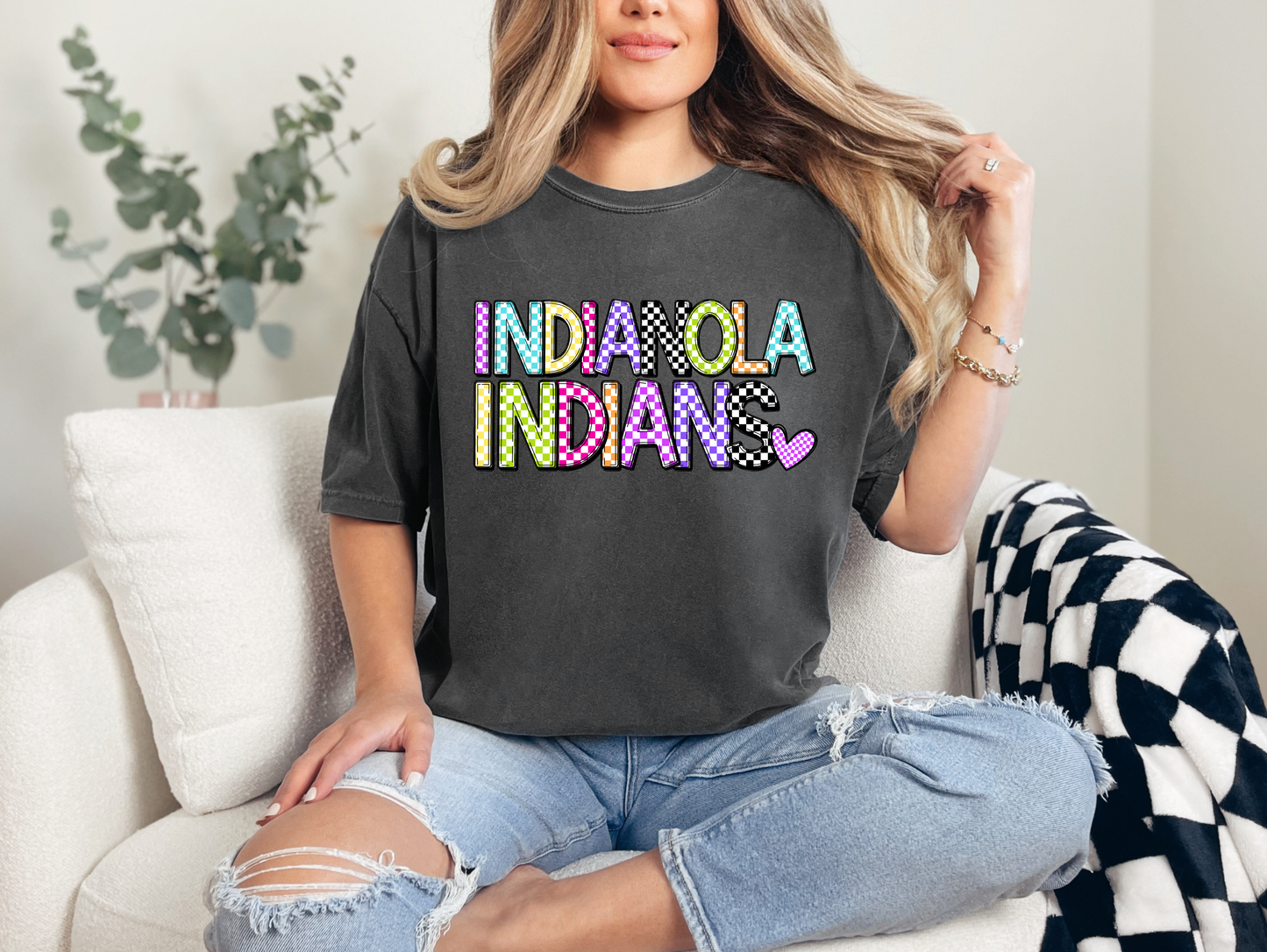 Bright Check Indianola Indians T-shirt