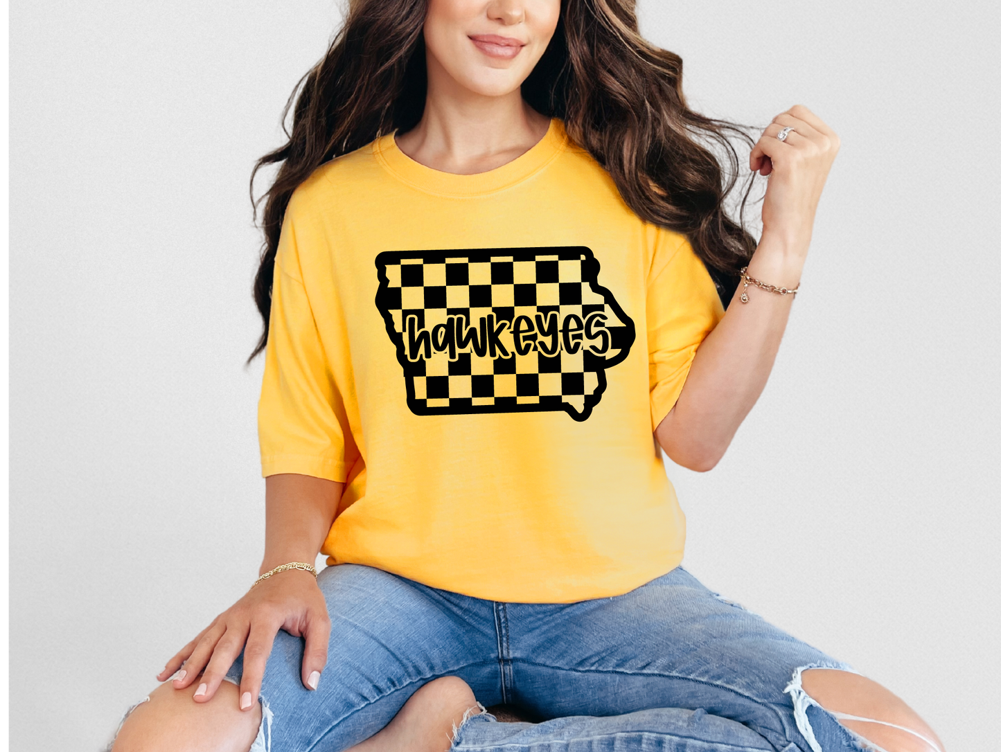 3D Puff Checkered Hawkeyes T-shirt