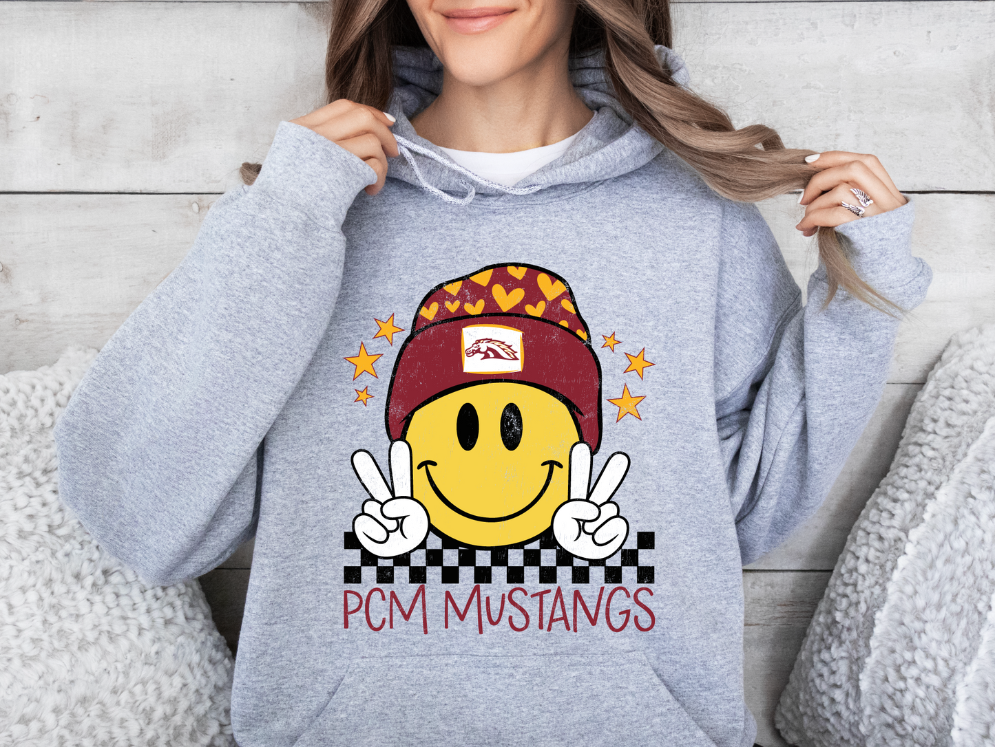 PCM Mustangs Smiling Beanie Sweatshirt