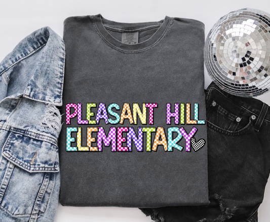 Bright Check Pleasant Hill Elementary T-shirt