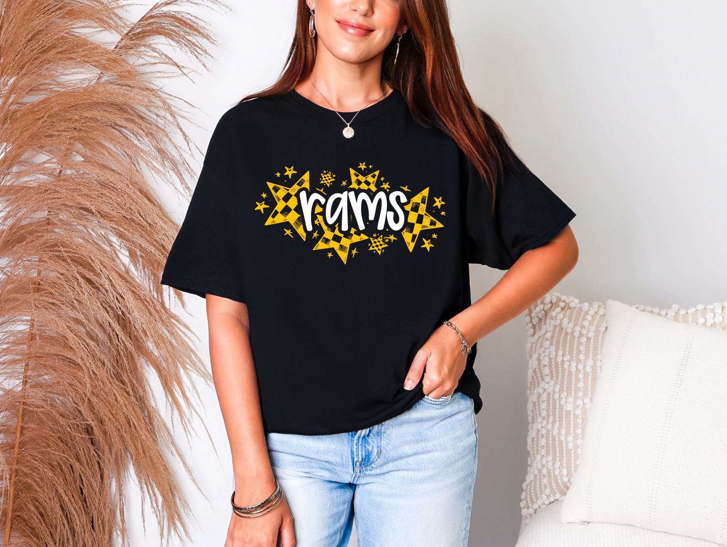 Checkered Star Rams T-shirt