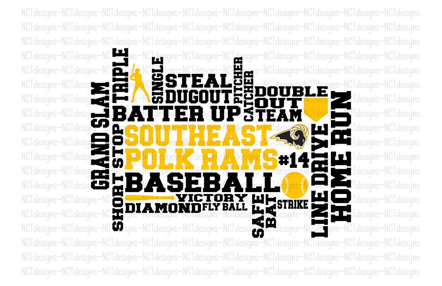 Baseball SEP Rams Collage T-shirt