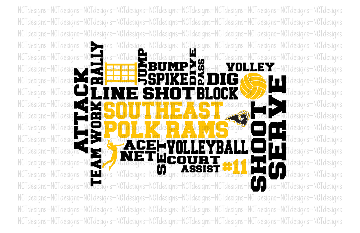 Volleyball SEP Rams Collage T-shirt